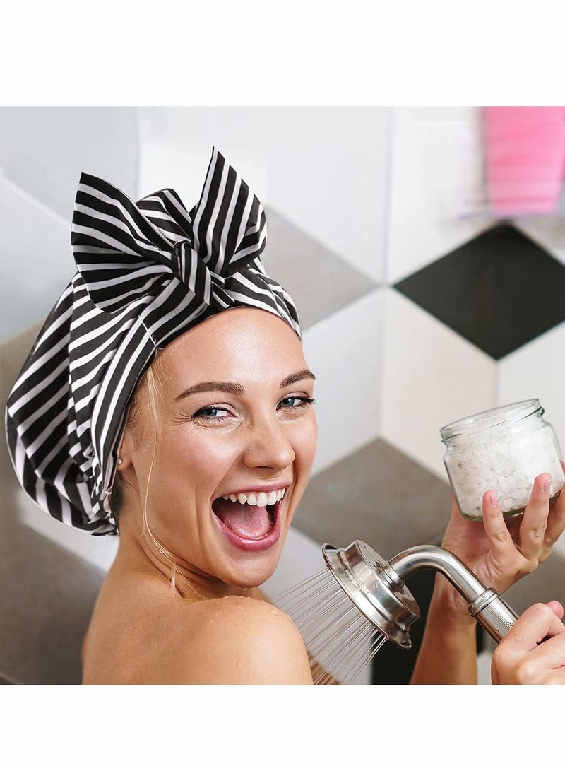 Shower Caps for Women Waterproof Reusable Hair Elastic Hem Turban Bath Silky Satin - Image 2